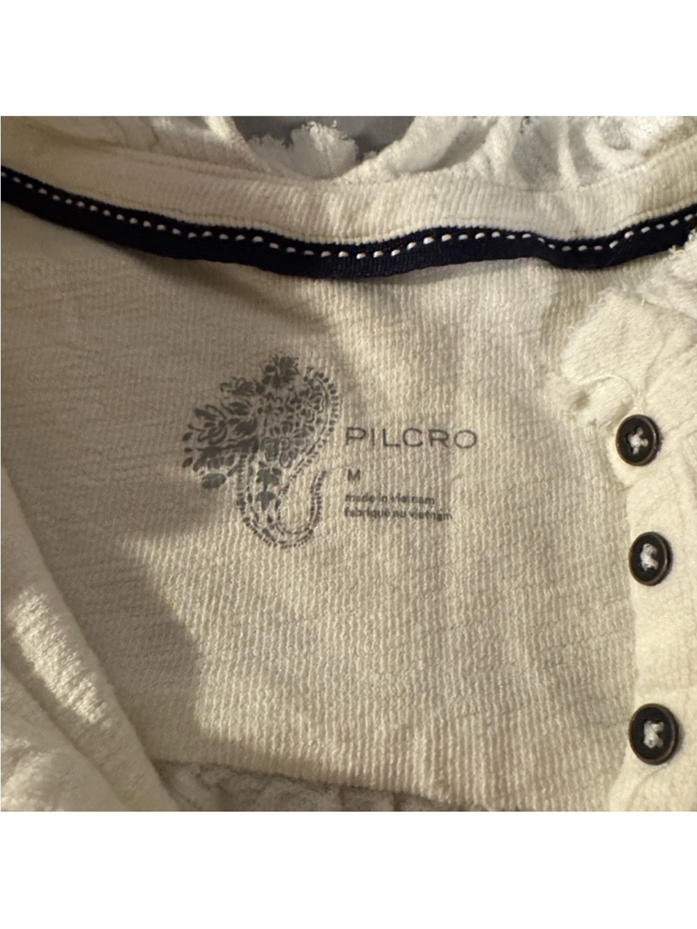 Pilcro Ivory Button-Front Ruffle Shoulder Top - Picture 3 of 11